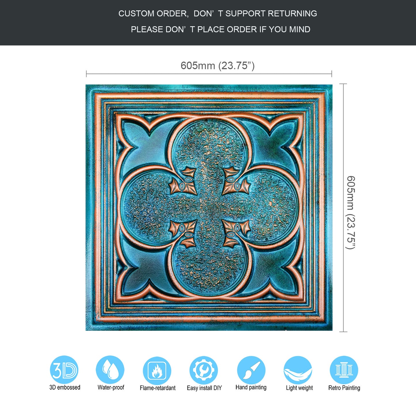 10tiles/lot Faux Tin Ceiling Tiles for Bars, Wine Rooms, Lounges and Modern Hospitality Spaces PL35