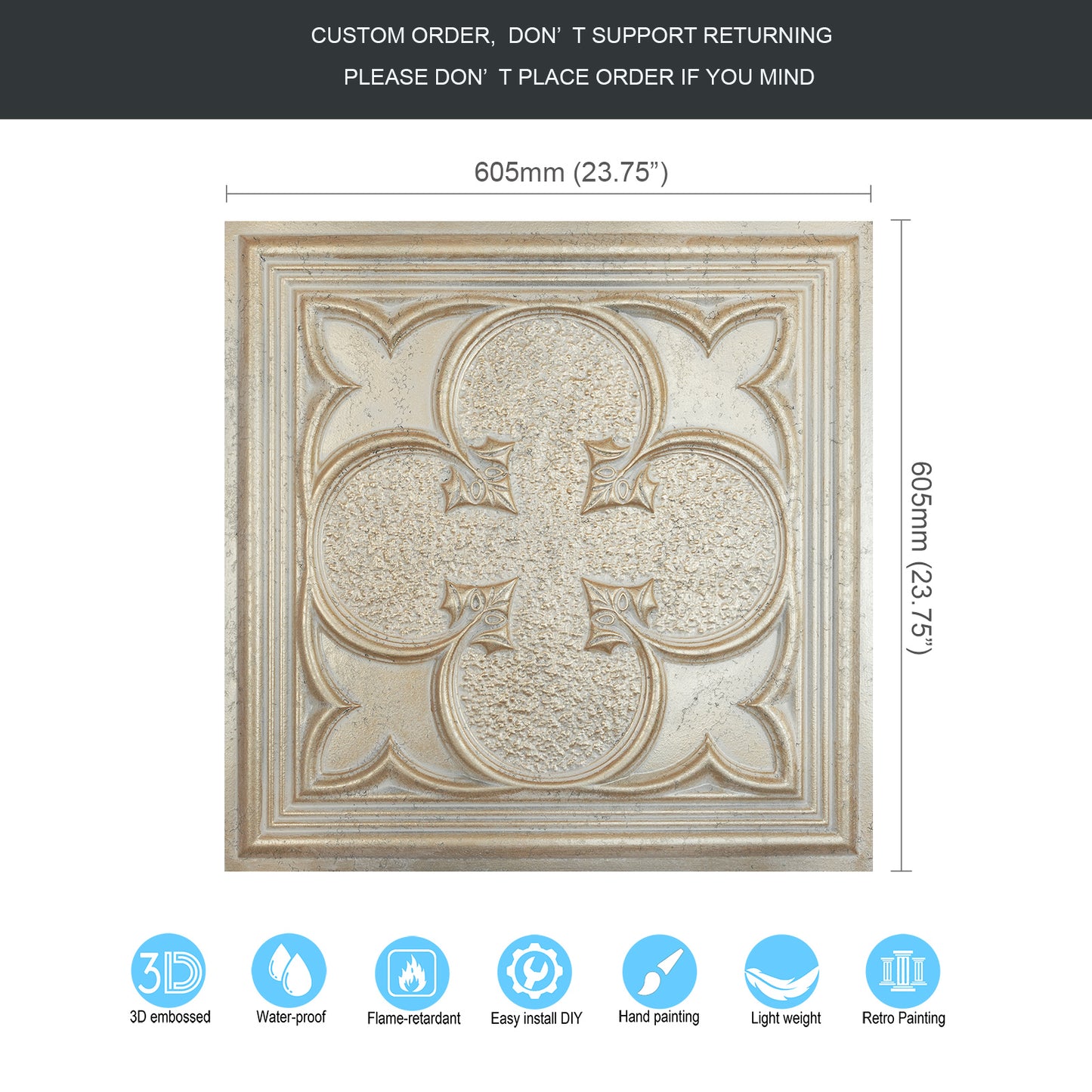 10tiles/lot Glue-Up Ceiling Tiles for Kitchen Renovations, Coffee Shops and Light-Luxury Spaces PL35