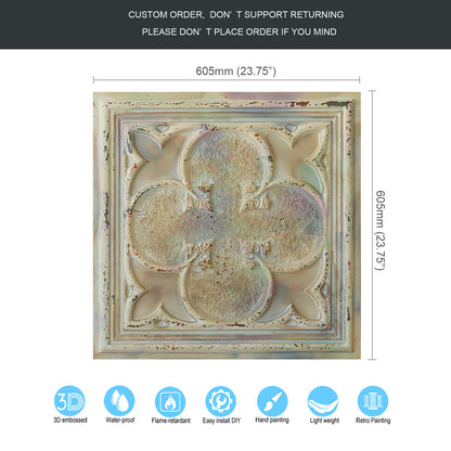 10tiles/lot Textured PVC Ceiling Tiles for Light-Luxury Restaurants, Salons and Beauty Studios PL35