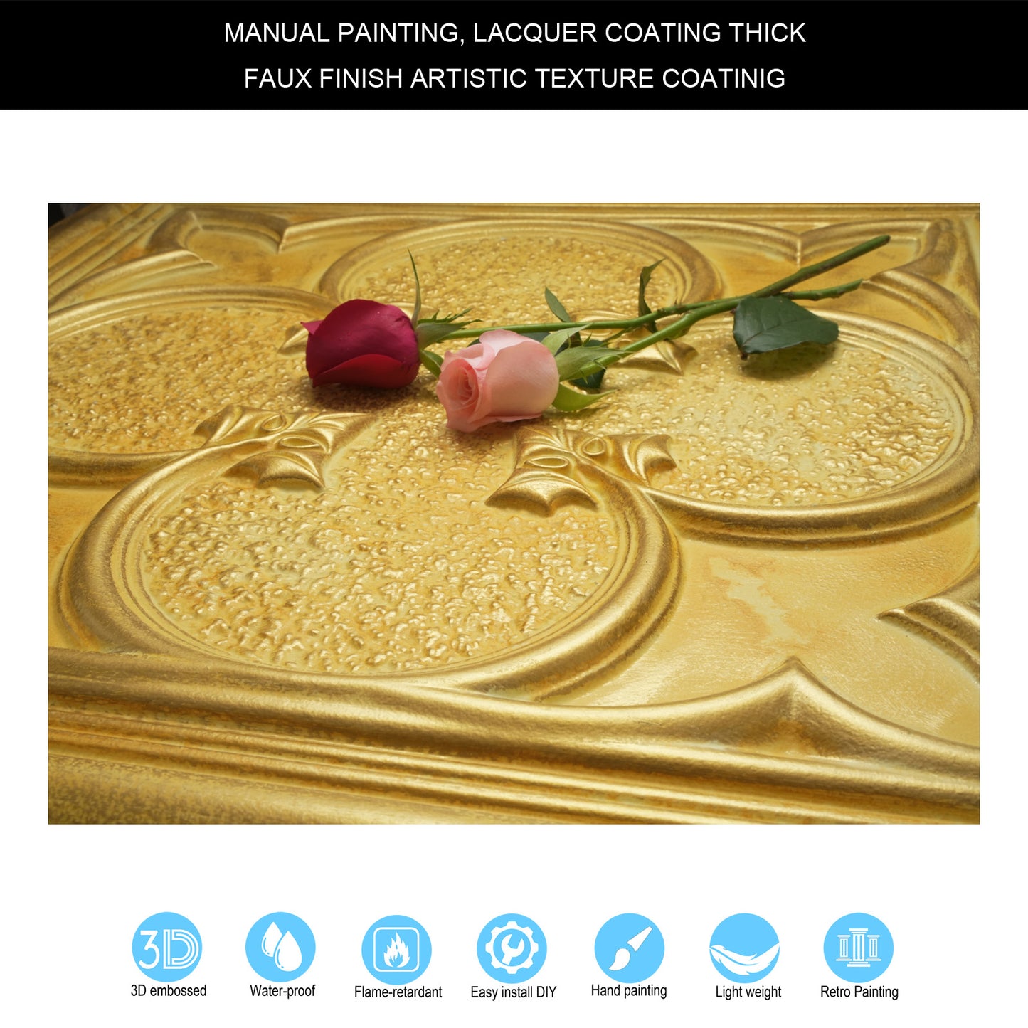 10tiles/lot Textured PVC Ceiling Tiles for Light-Luxury Restaurants, Salons and Beauty Studios PL35