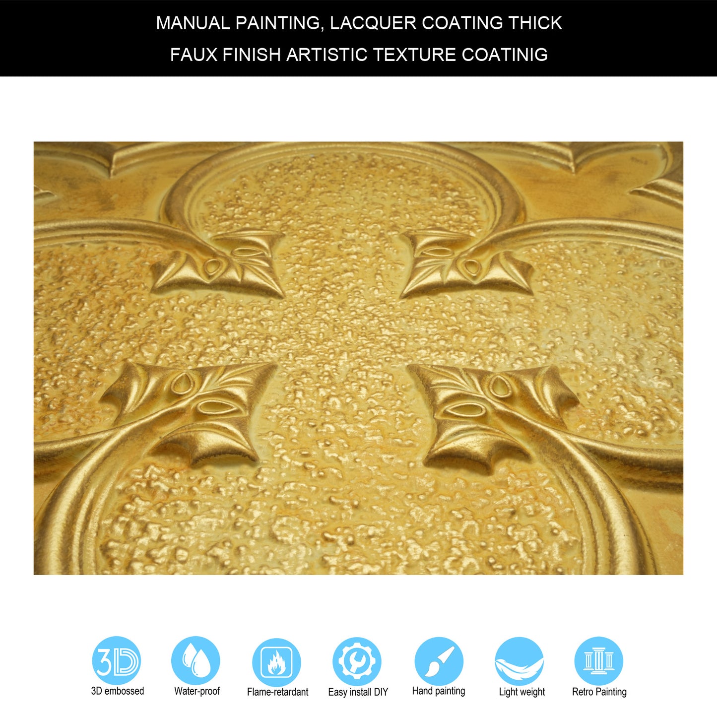 10tiles/lot Textured PVC Ceiling Tiles for Light-Luxury Restaurants, Salons and Beauty Studios PL35