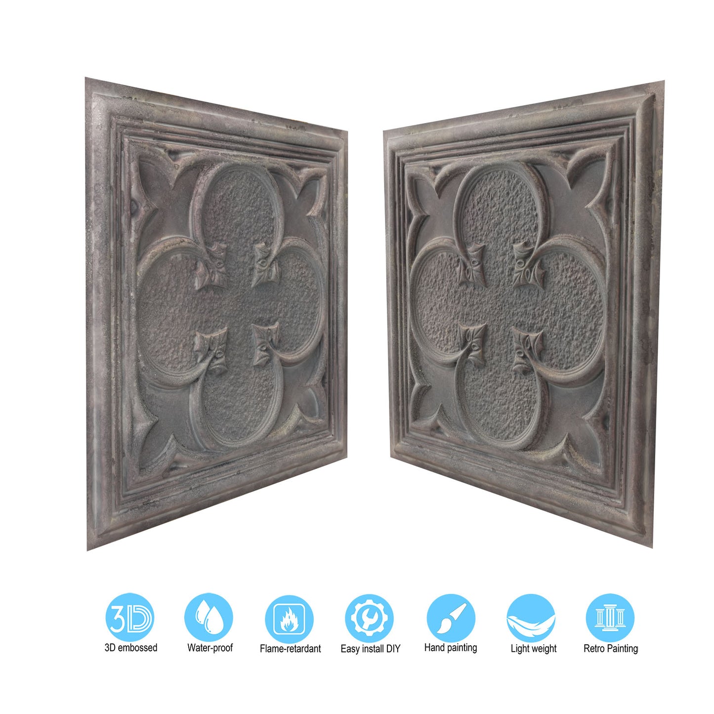 10tiles/lot Faux Metal Ceiling Tiles for Bars, Cafés, Lounges and Contemporary Interiors PL35