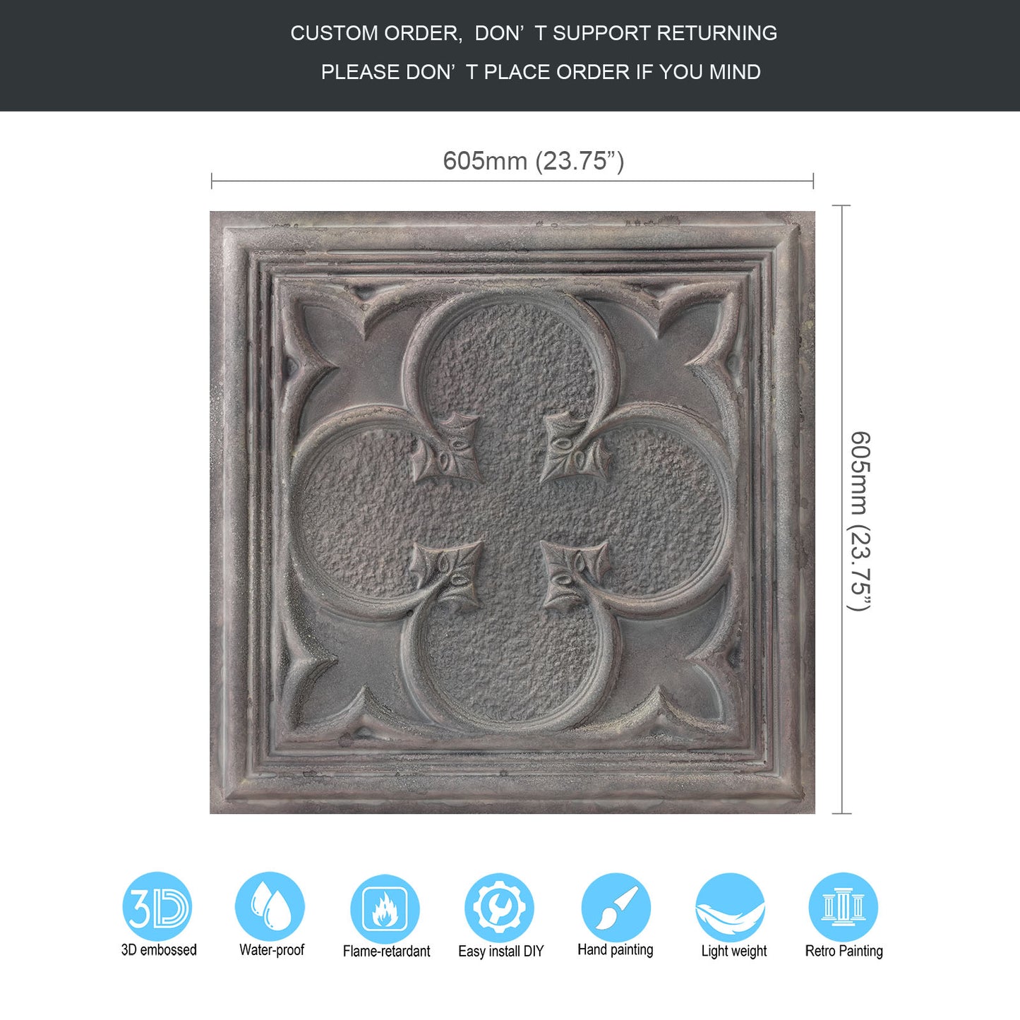 10tiles/lot Faux Metal Ceiling Tiles for Bars, Cafés, Lounges and Contemporary Interiors PL35