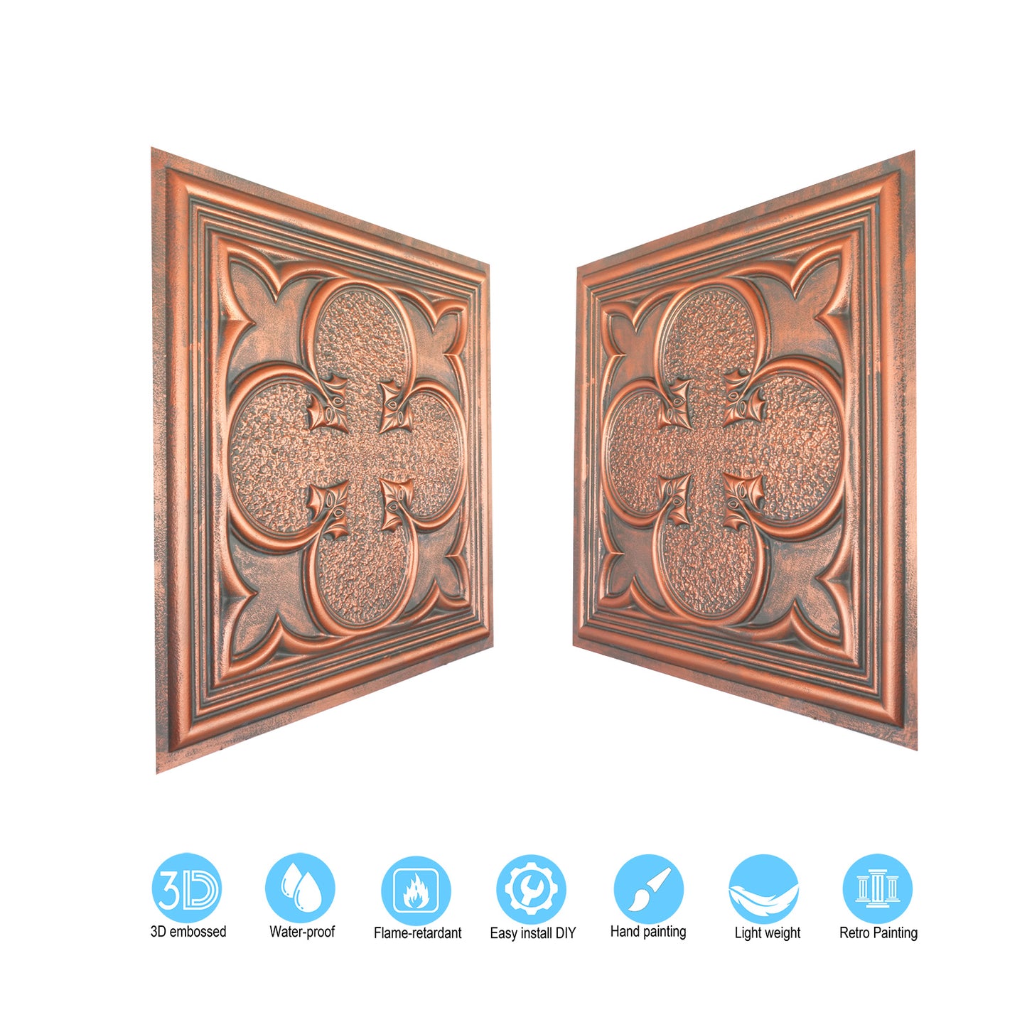 10tiles/lot Faux Metal Ceiling Tiles for Bars, Cafés, Lounges and Contemporary Interiors PL35