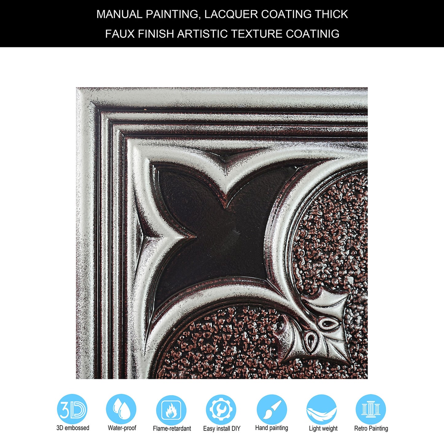 10tiles/lot Faux Metal Ceiling Tiles for Bars, Cafés, Lounges and Contemporary Interiors PL35