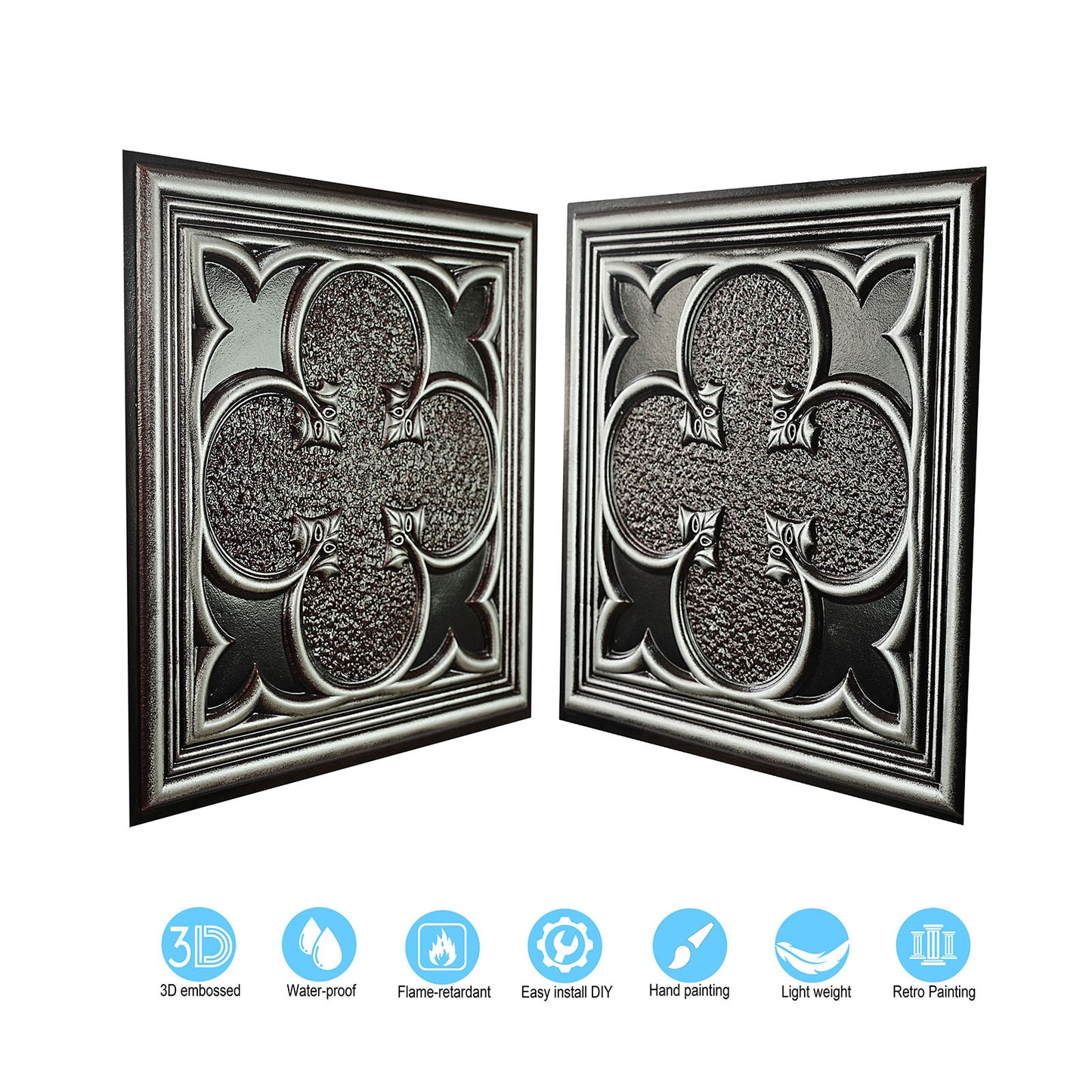 10tiles/lot Faux Metal Ceiling Tiles for Bars, Cafés, Lounges and Contemporary Interiors PL35