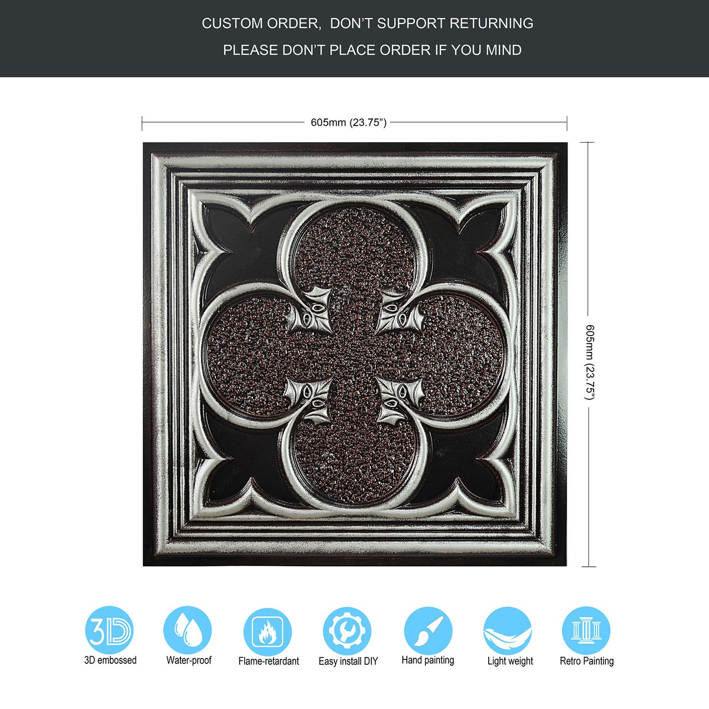 10tiles/lot Faux Metal Ceiling Tiles for Bars, Cafés, Lounges and Contemporary Interiors PL35