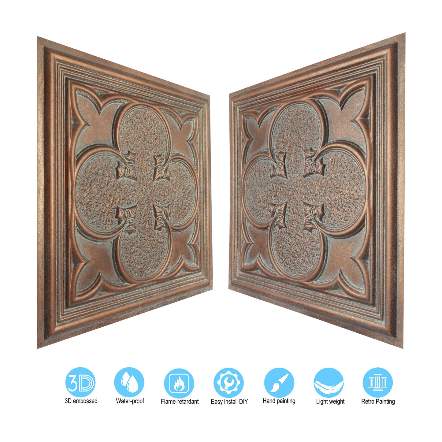 10tiles/lot Tin Ceiling Tiles for Book Cafés, Literary Stores and Creative Cultural Spaces PL35