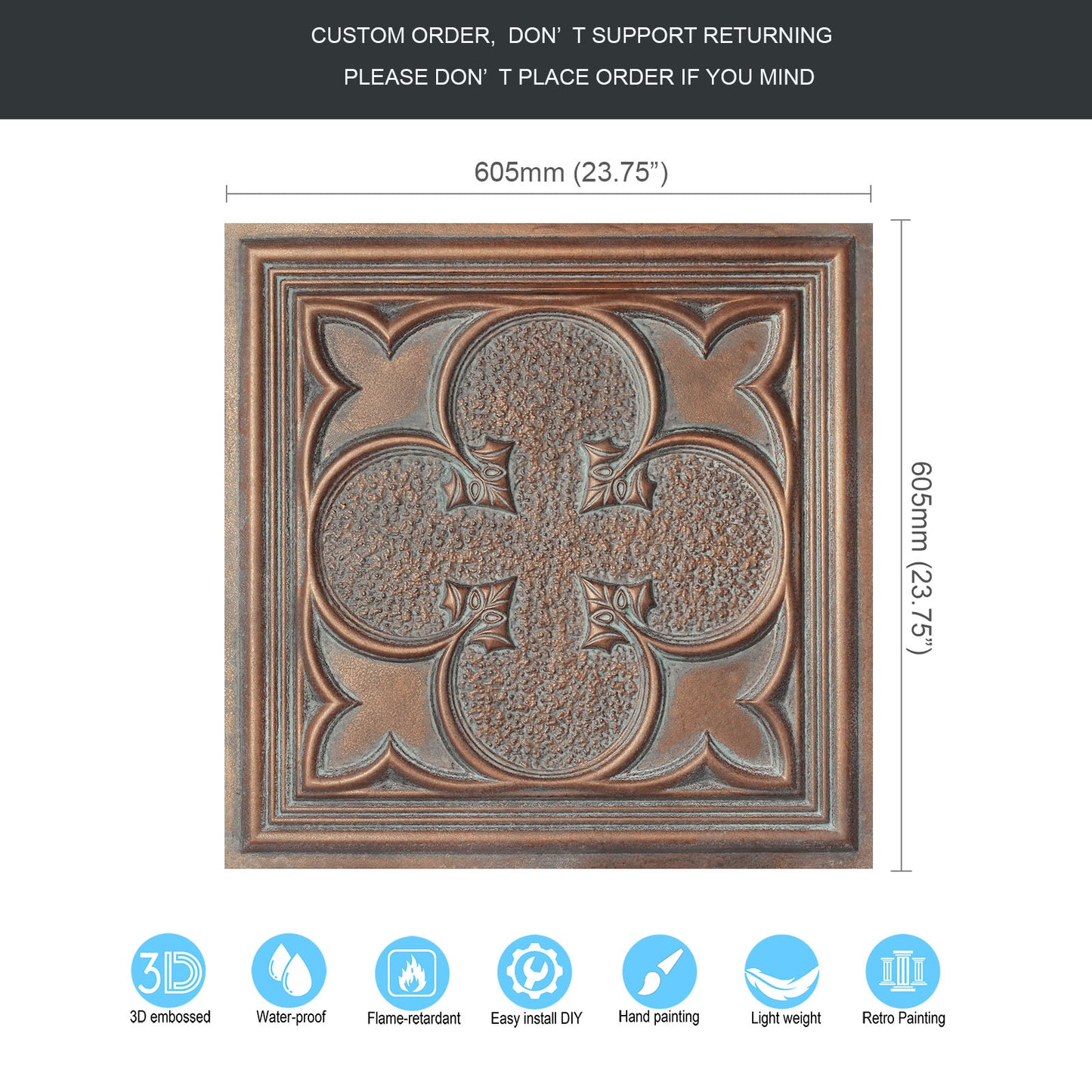 10tiles/lot Tin Ceiling Tiles for Book Cafés, Literary Stores and Creative Cultural Spaces PL35