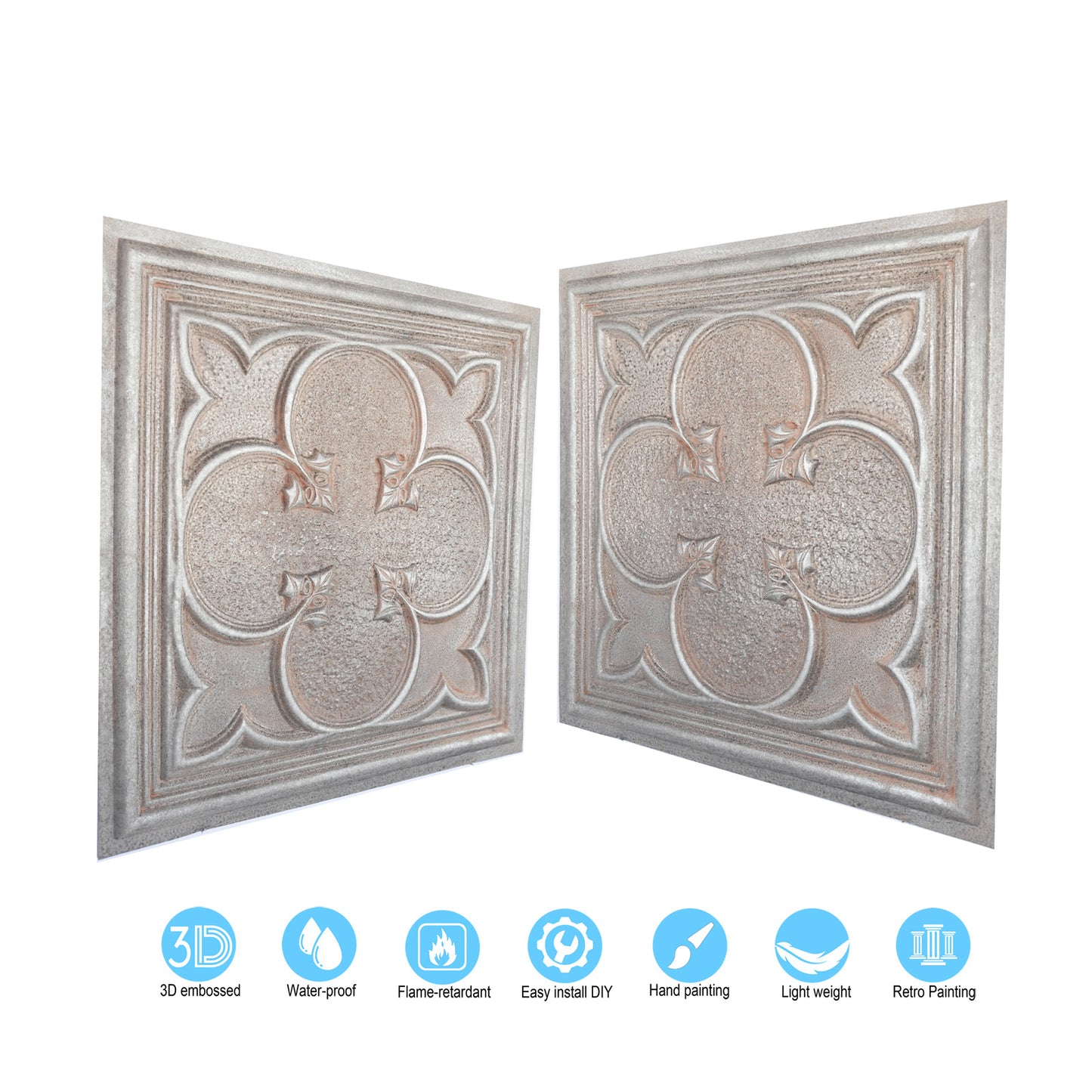 10tiles/lot Faux Metal Ceiling Tiles for Bars, Cafés, Lounges and Contemporary Interiors PL35