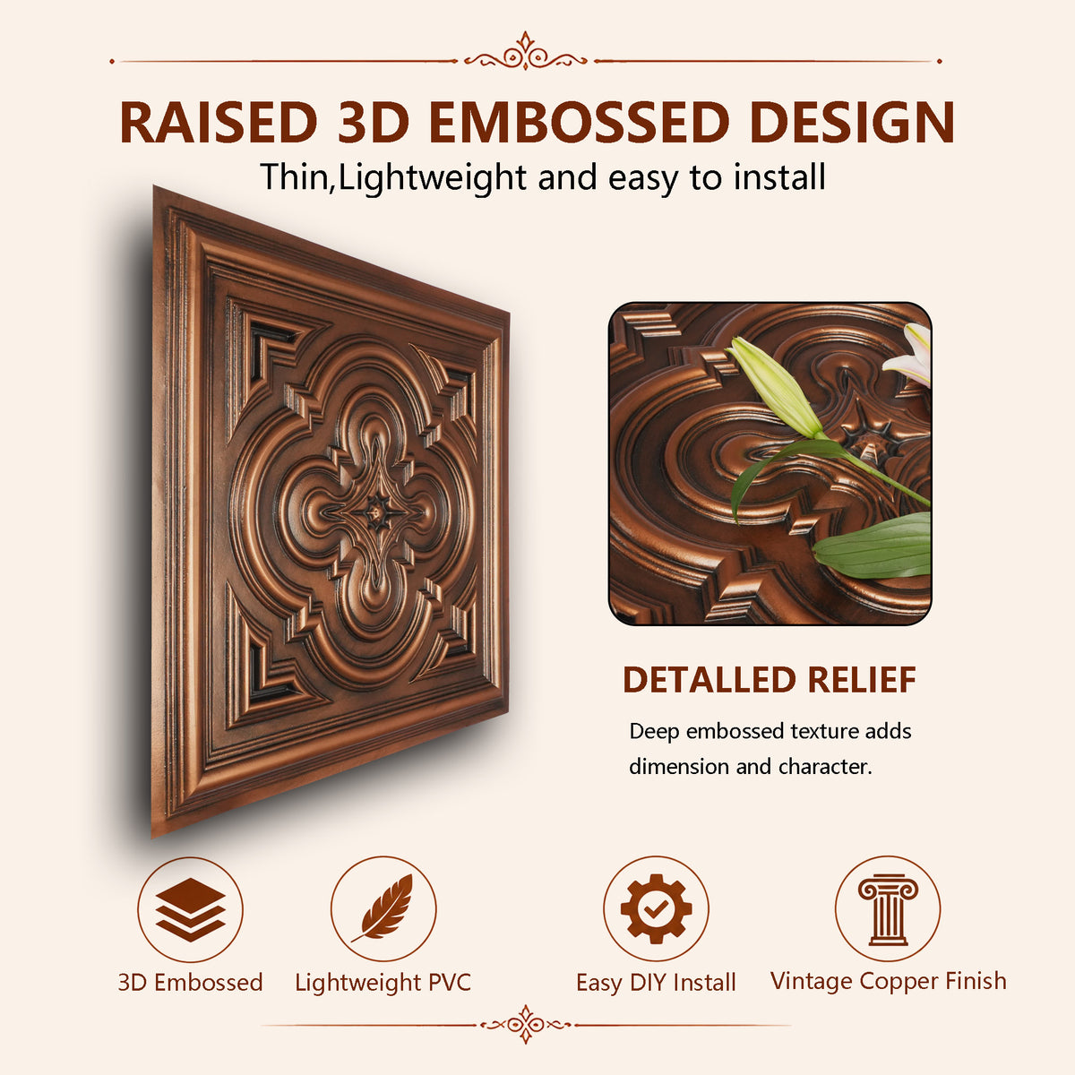 PAINTSDECOR PL36 Aged copper ceiling tiles