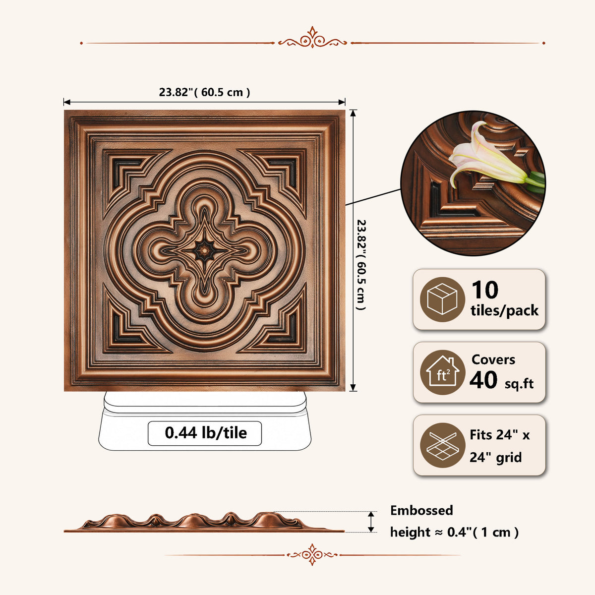 PAINTSDECOR PL36 Aged copper ceiling tiles
