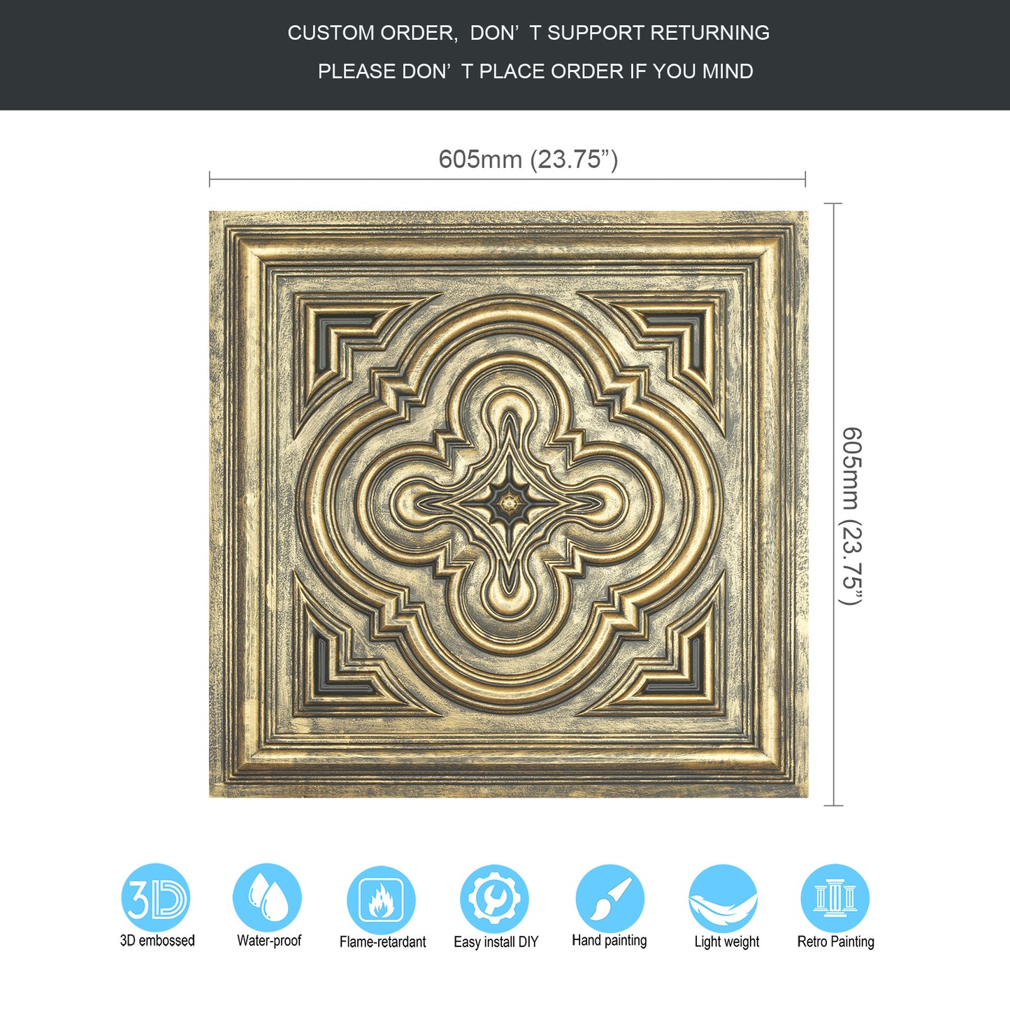 10tiles/lot 3D Faux Metal Ceiling Tiles for Stylish Bars, Clubs and Trendy Restaurants PL36