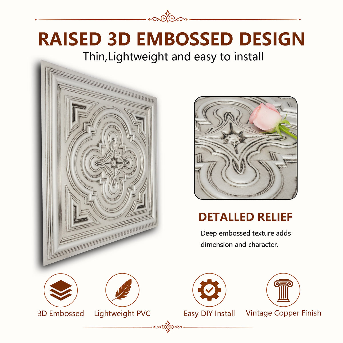 PAINTSDECOR PL36 Aged white ceiling tiles