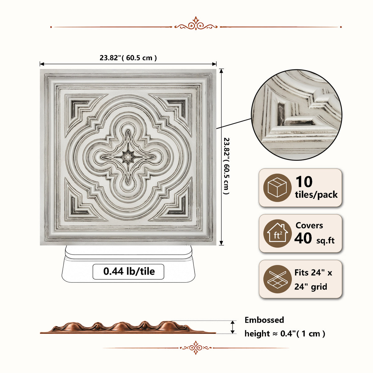 PAINTSDECOR PL36 Aged white ceiling tiles