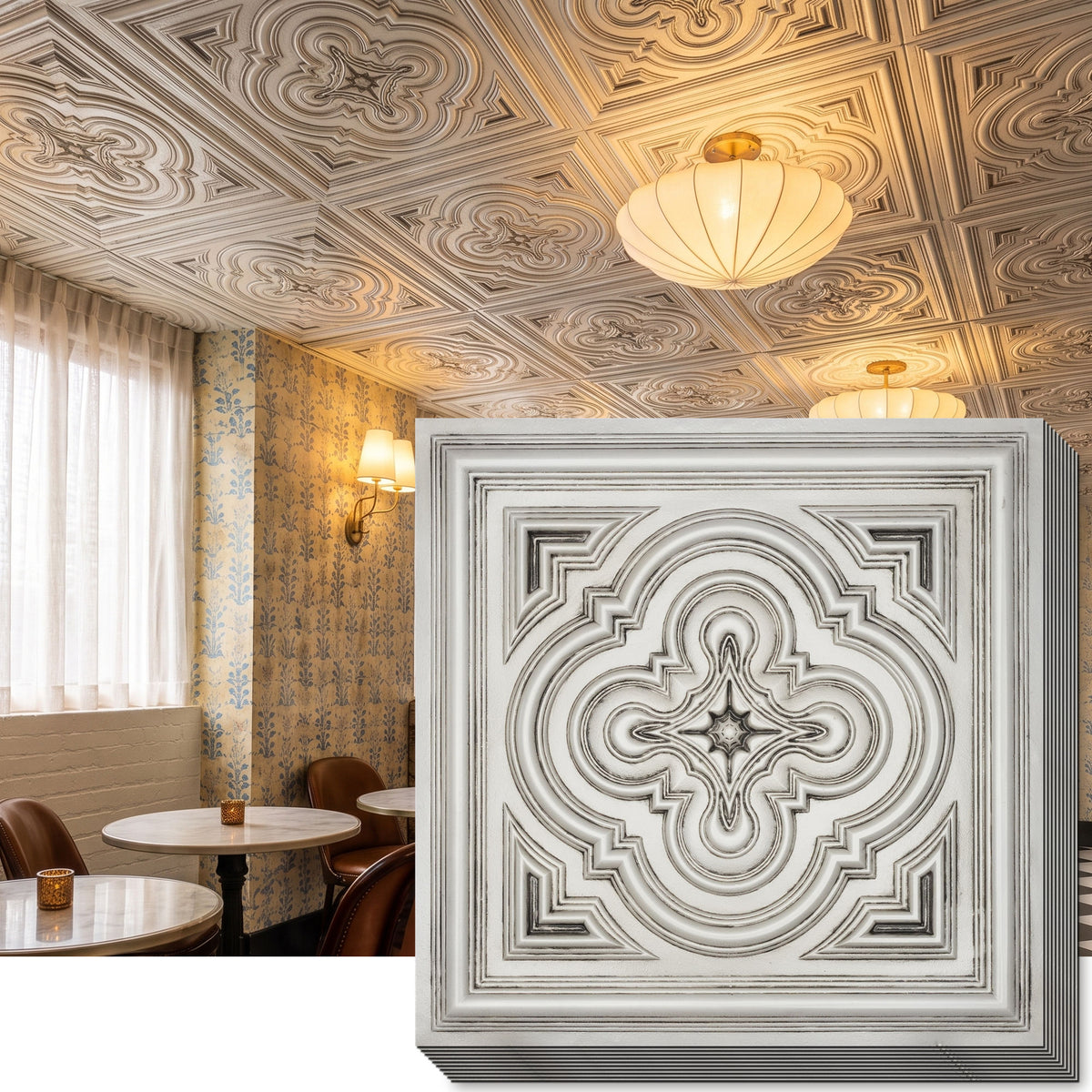 PAINTSDECOR PL36 Aged white ceiling tiles