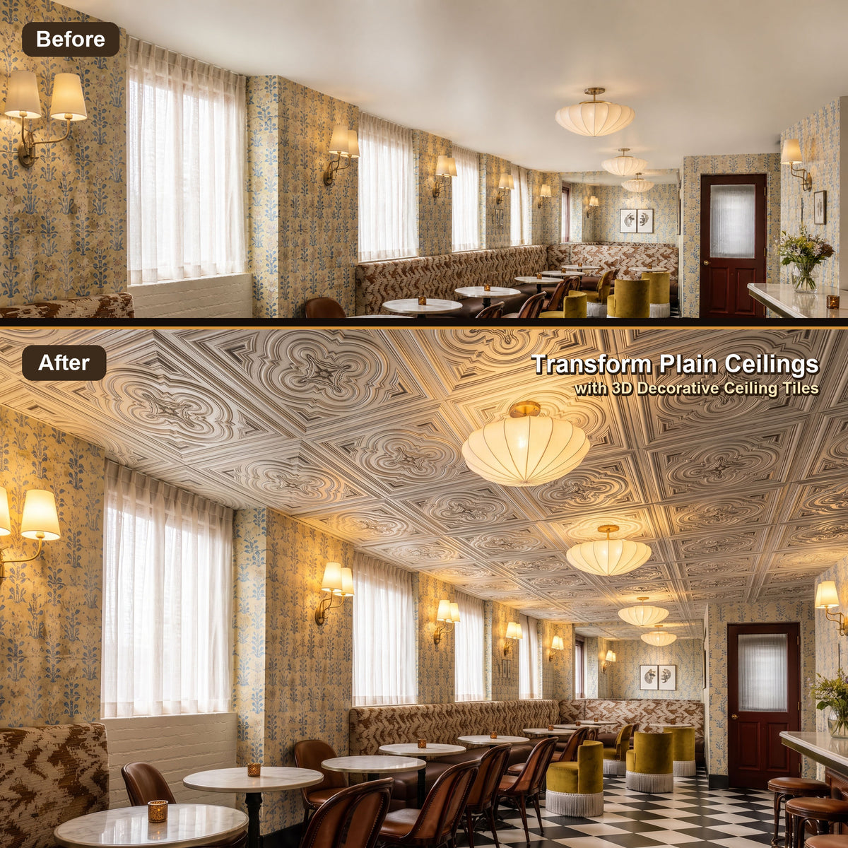PAINTSDECOR PL36 Aged white ceiling tiles