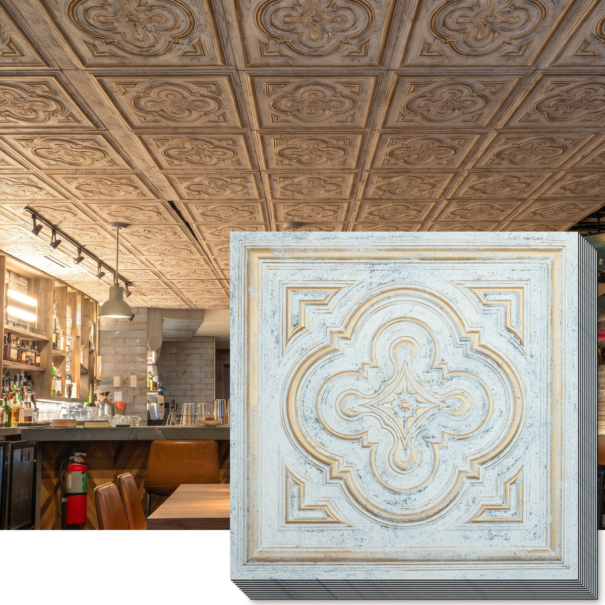 PAINTSDECOR PL36 Aged white gold ceiling tiles