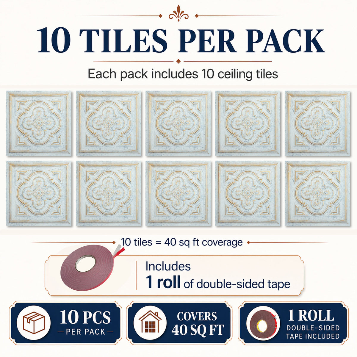 PAINTSDECOR PL36 Aged white gold ceiling tiles