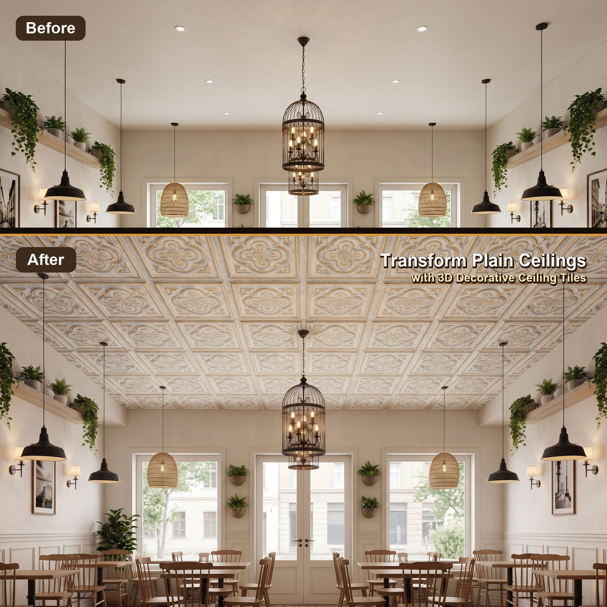 PAINTSDECOR PL36 Aged white gold ceiling tiles