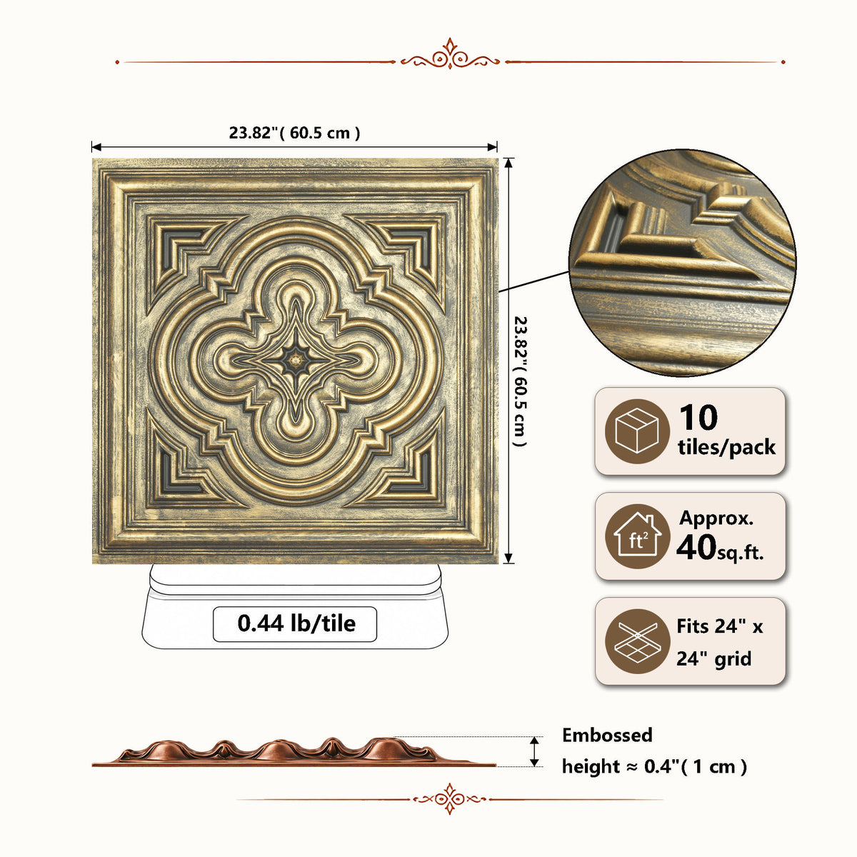 PAINTSDECOR PL36 Ancient gold ceiling tiles