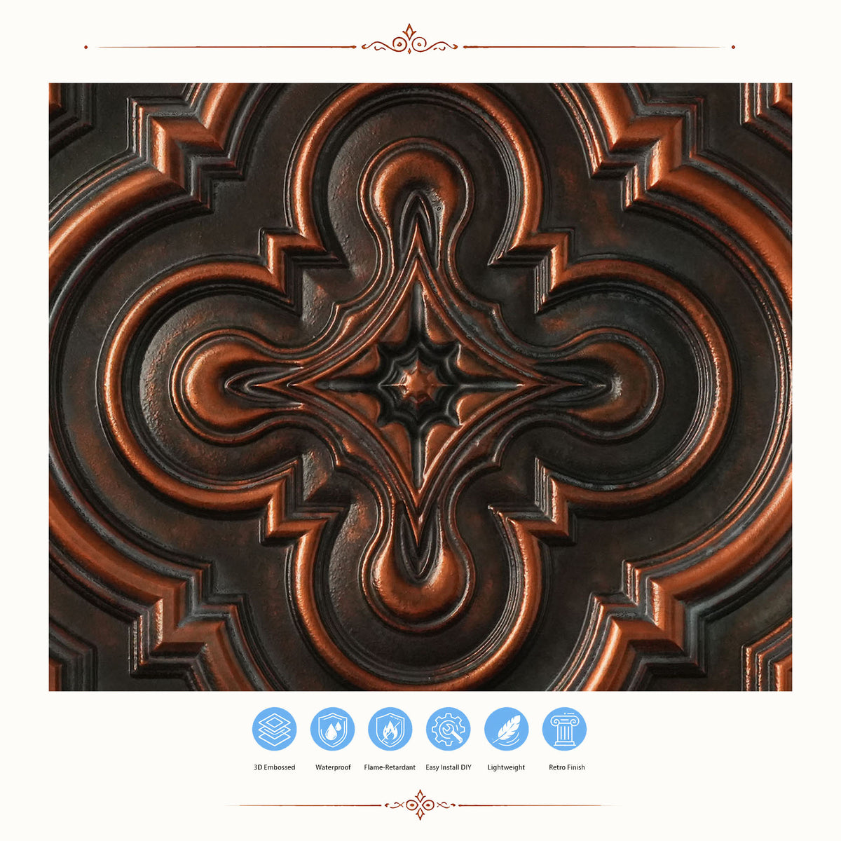 PAINTSDECOR PL36 Blackened Copper ceiling tiles