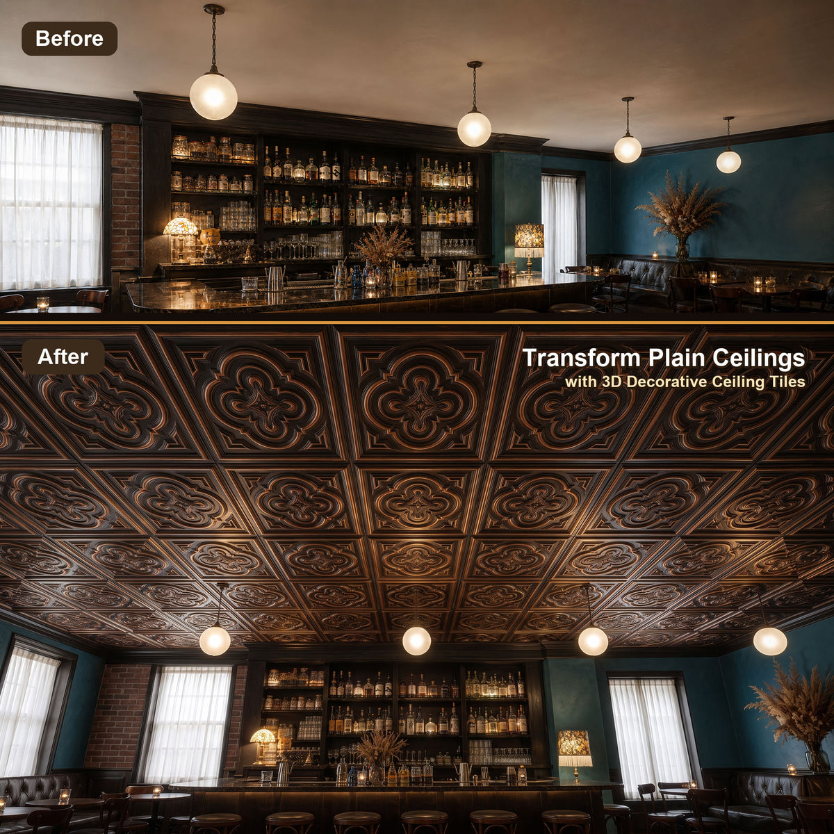 PAINTSDECOR PL36 Blackened Copper ceiling tiles