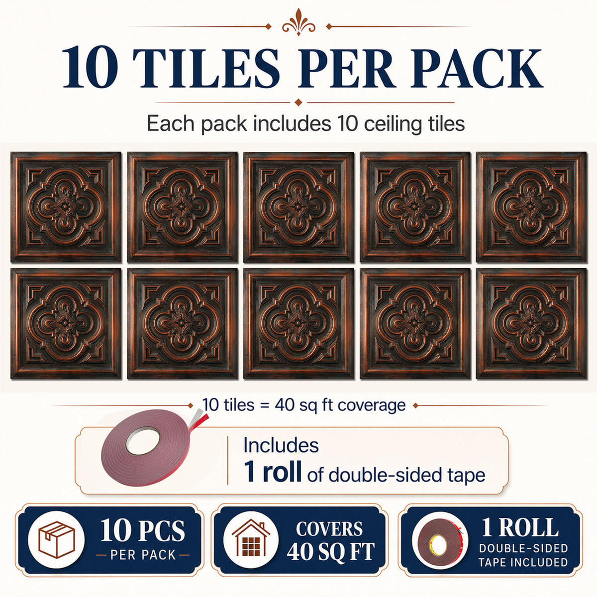 PAINTSDECOR PL36 Blackened Copper ceiling tiles