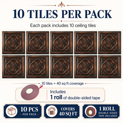 PAINTSDECOR PL36 Blackened Copper ceiling tiles