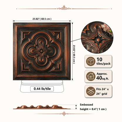 PAINTSDECOR PL36 Blackened Copper ceiling tiles