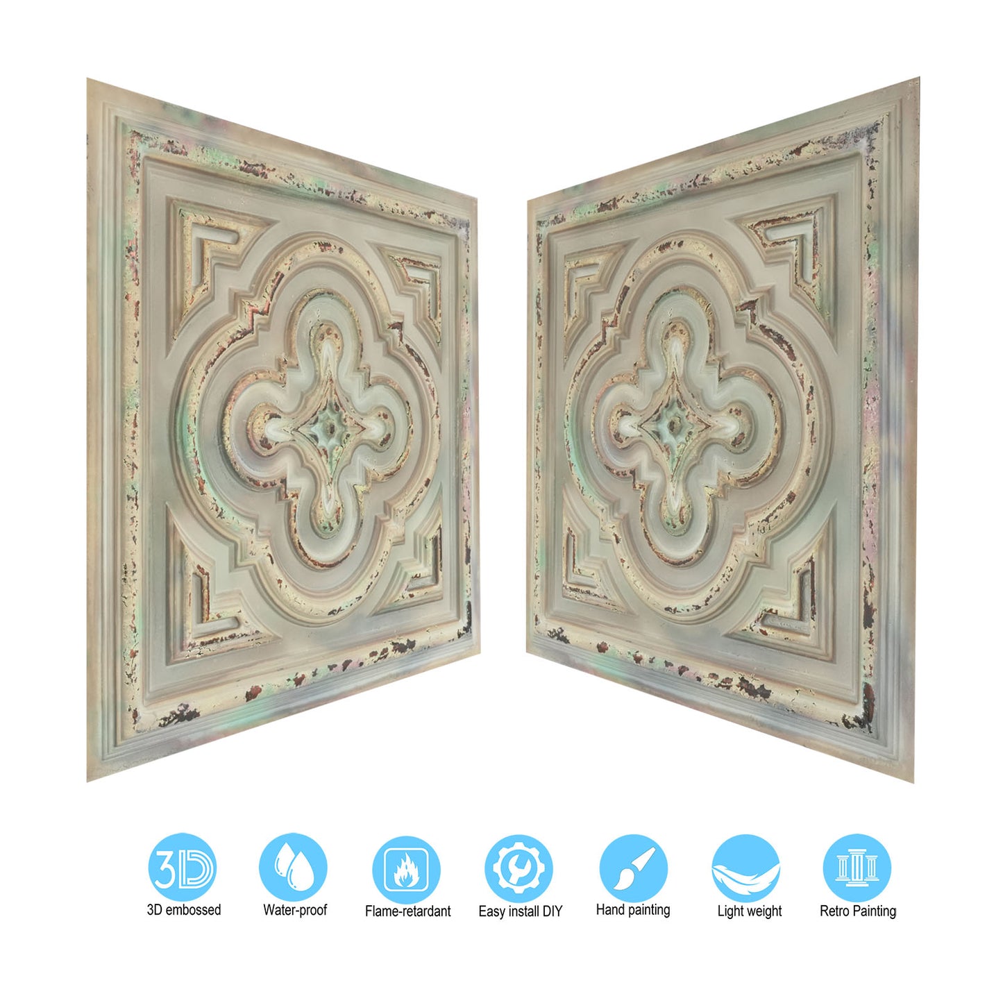 10tiles/lot 3D Faux Metal Ceiling Tiles for Stylish Bars, Clubs and Trendy Restaurants PL36