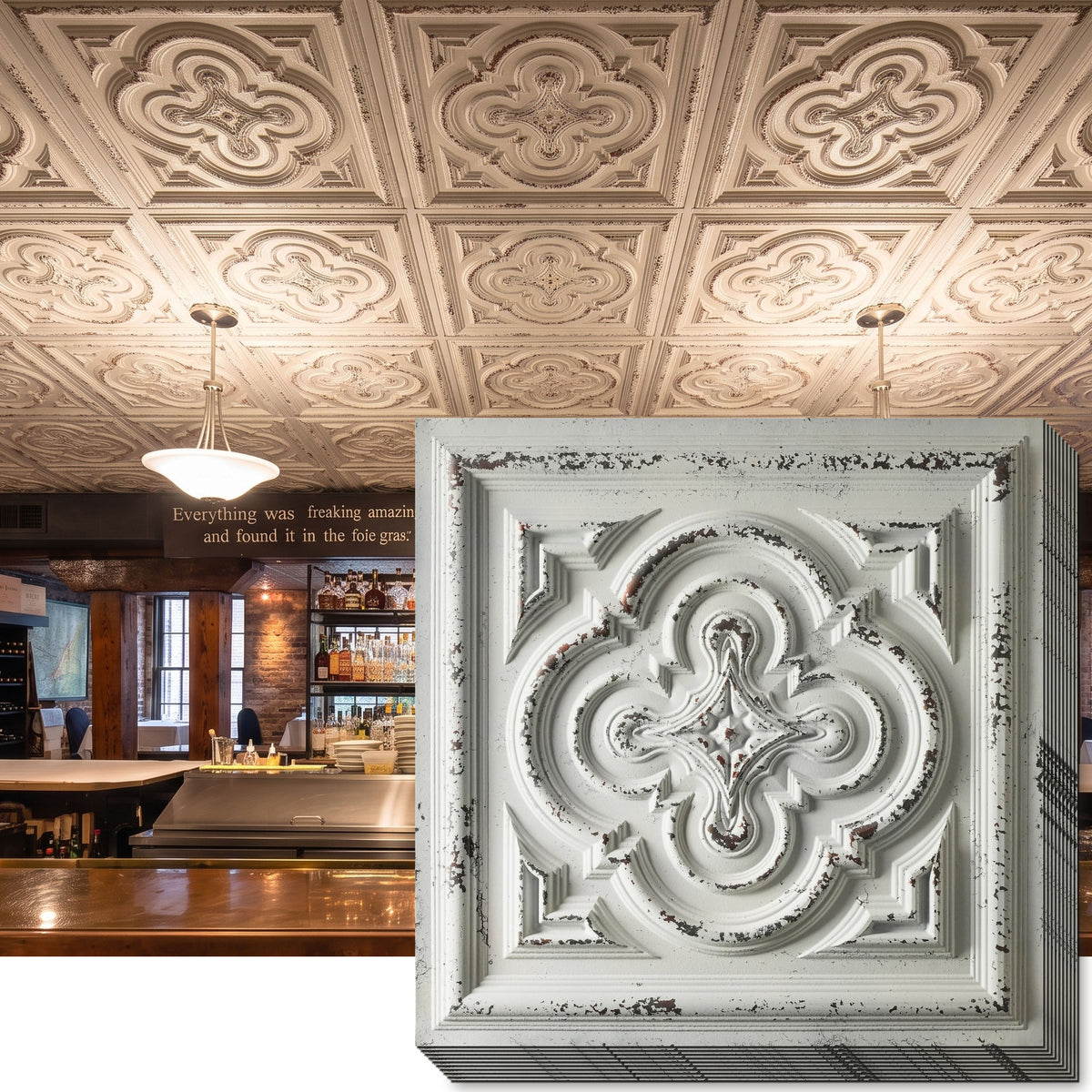 PAINTSDECOR PL36 Distress crack white black ceiling tiles
