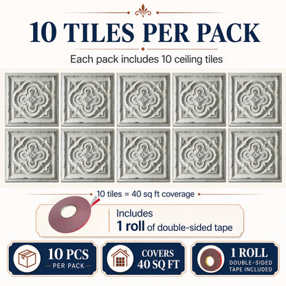 PAINTSDECOR PL36 Distress crack white black ceiling tiles