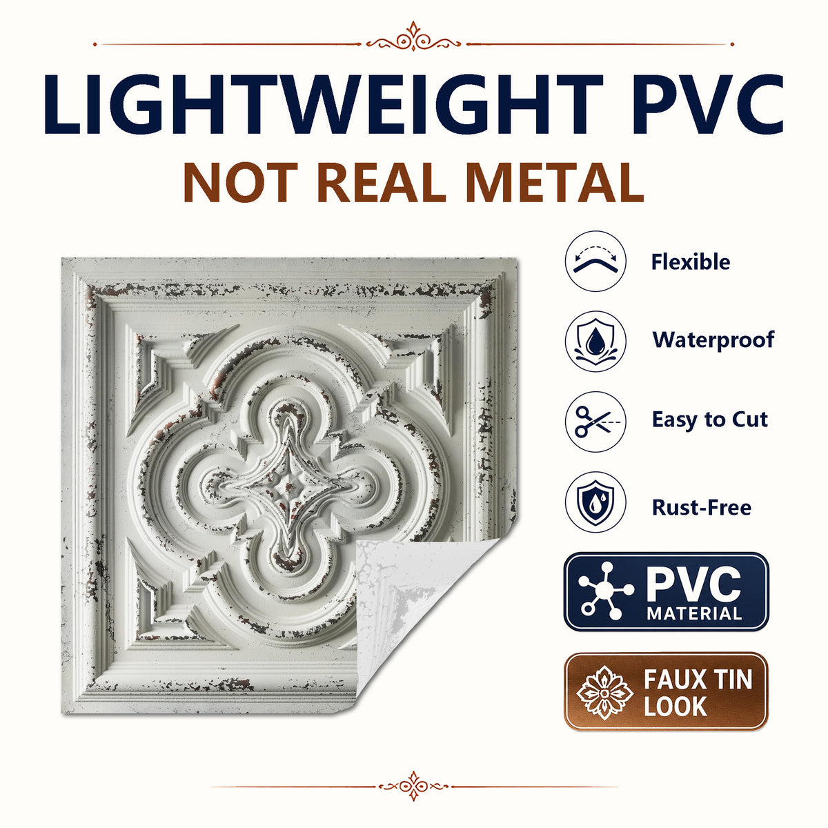 PAINTSDECOR PL36 Distress crack white black ceiling tiles