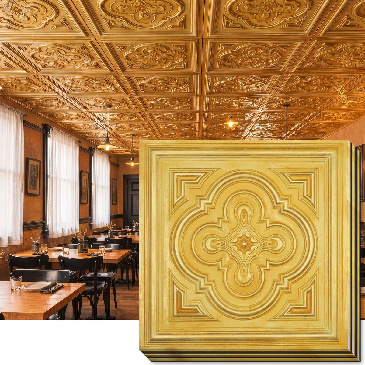 PAINTSDECOR PL36 Golden ceiling tiles