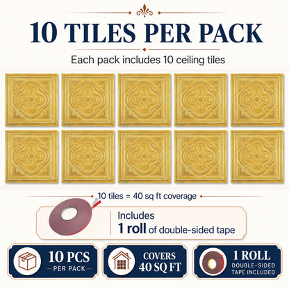 PAINTSDECOR PL36 Golden ceiling tiles