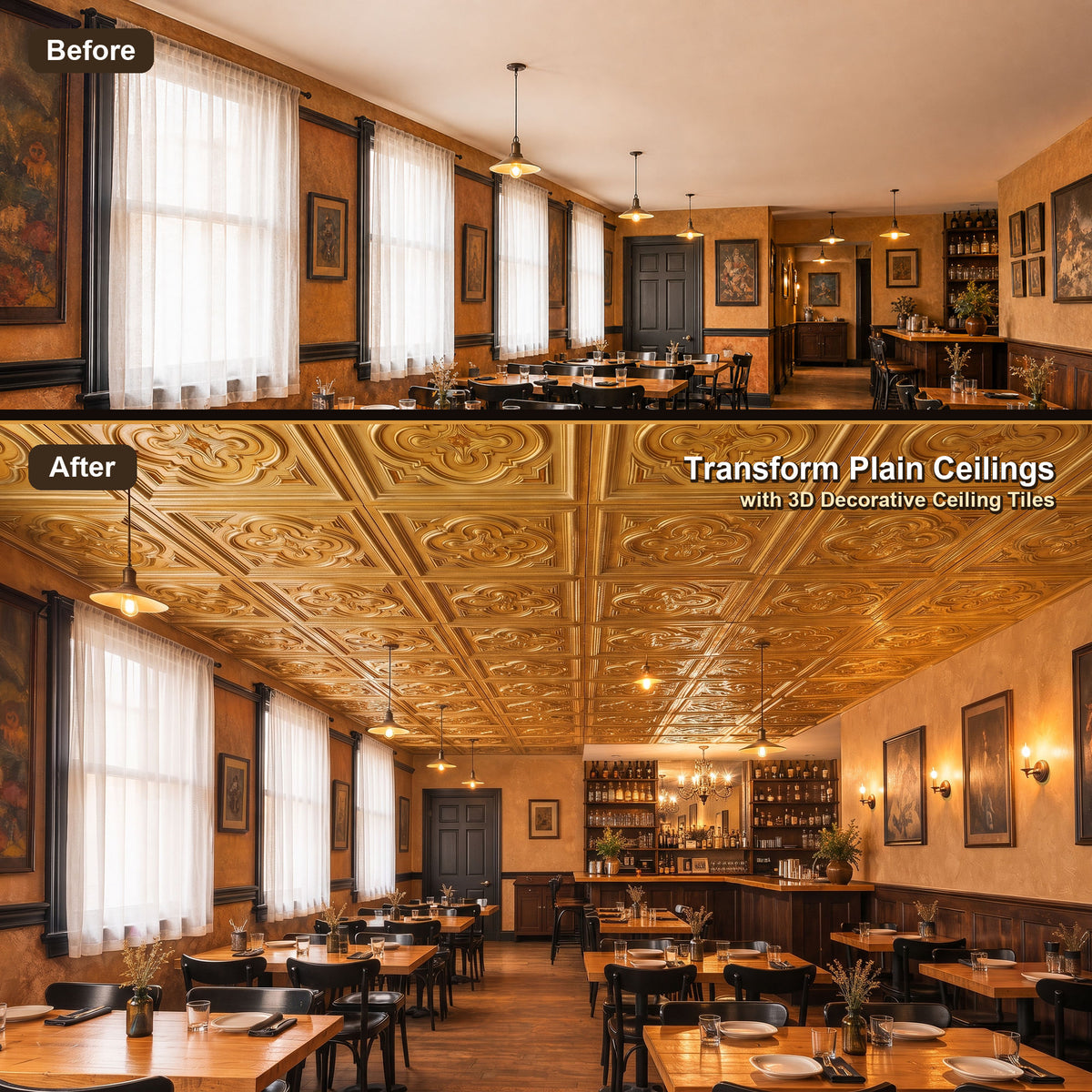 PAINTSDECOR PL36 Golden ceiling tiles