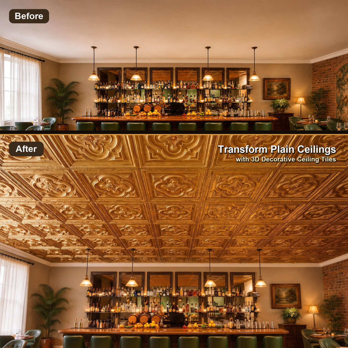 PAINTSDECOR PL36 Golden ceiling tiles
