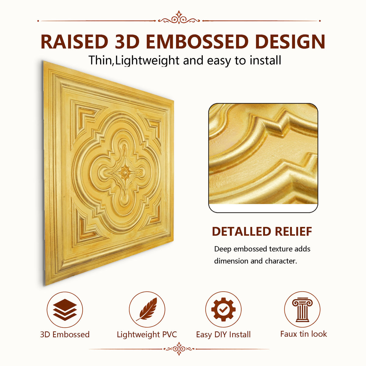 PAINTSDECOR PL36 Golden ceiling tiles
