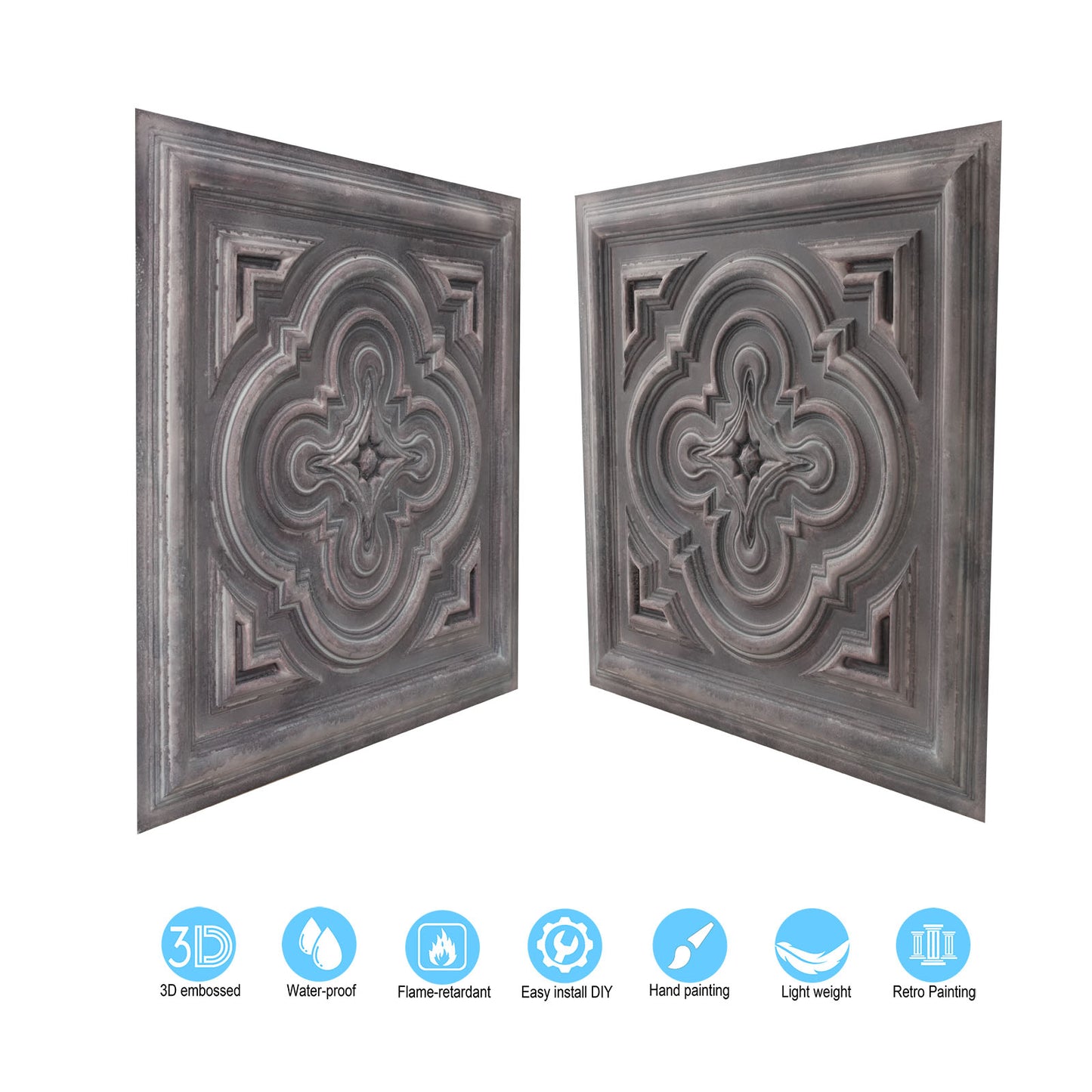 10tiles/lot Textured PVC Panels for Modern Apartments, Villas and Office Interiors PL36