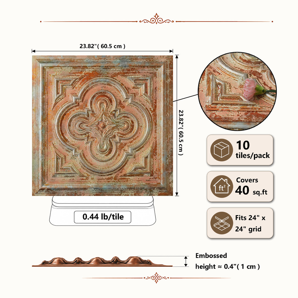 PAINTSDECOR PL36 Palazzo Clay ceiling tiles