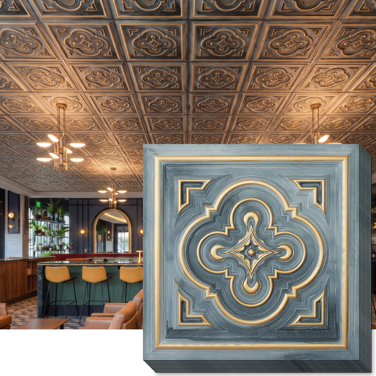 PAINTSDECOR PL36 Smoked gold ceiling tiles