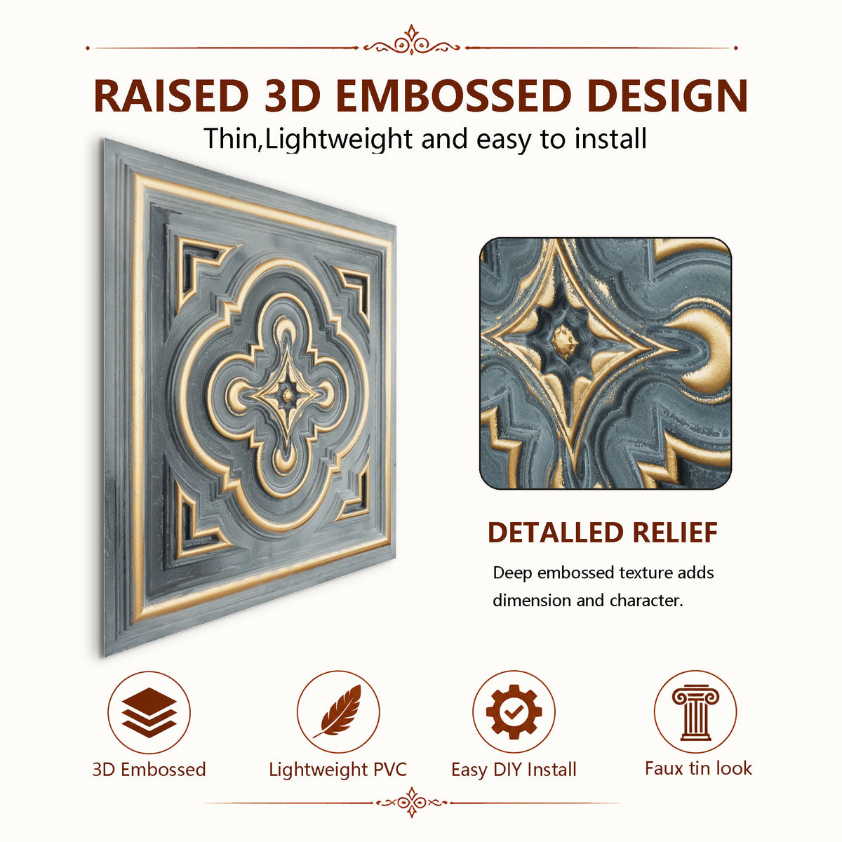 PAINTSDECOR PL36 Smoked gold ceiling tiles