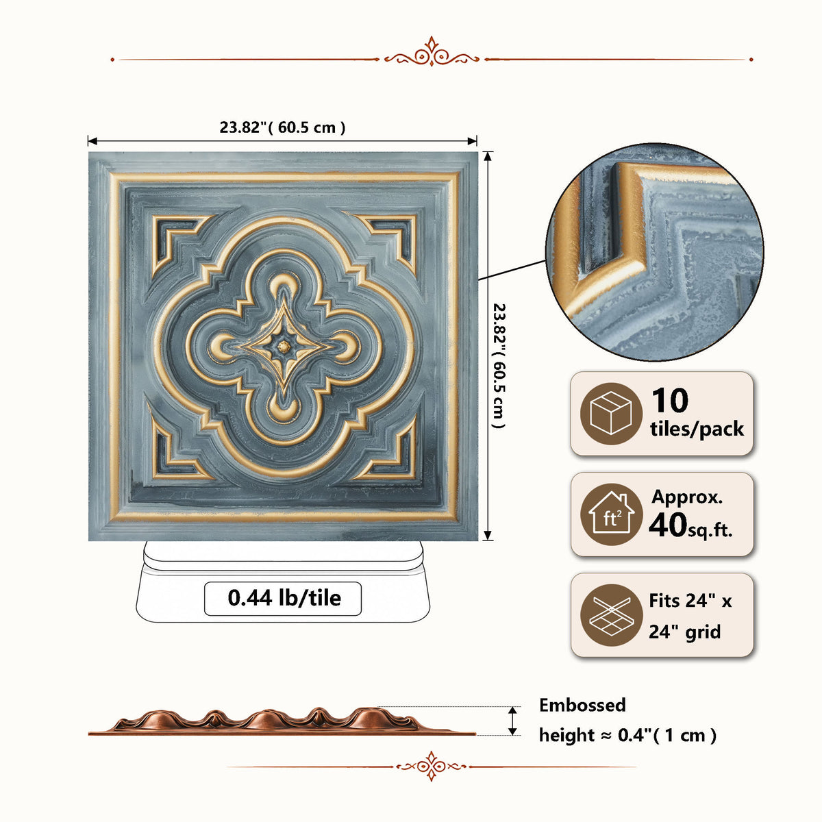 PAINTSDECOR PL36 Smoked gold ceiling tiles