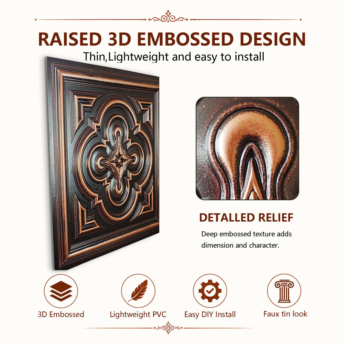 PAINTSDECOR PL36 Traditional copper ceiling tiles