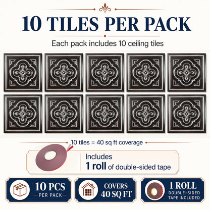 PAINTSDECOR PL36 Traditional silver ceiling tile coverage
