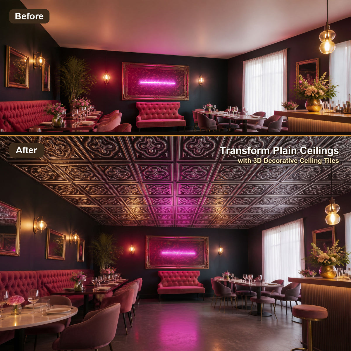 PAINTSDECOR PL36 Traditional silver ceiling tiles