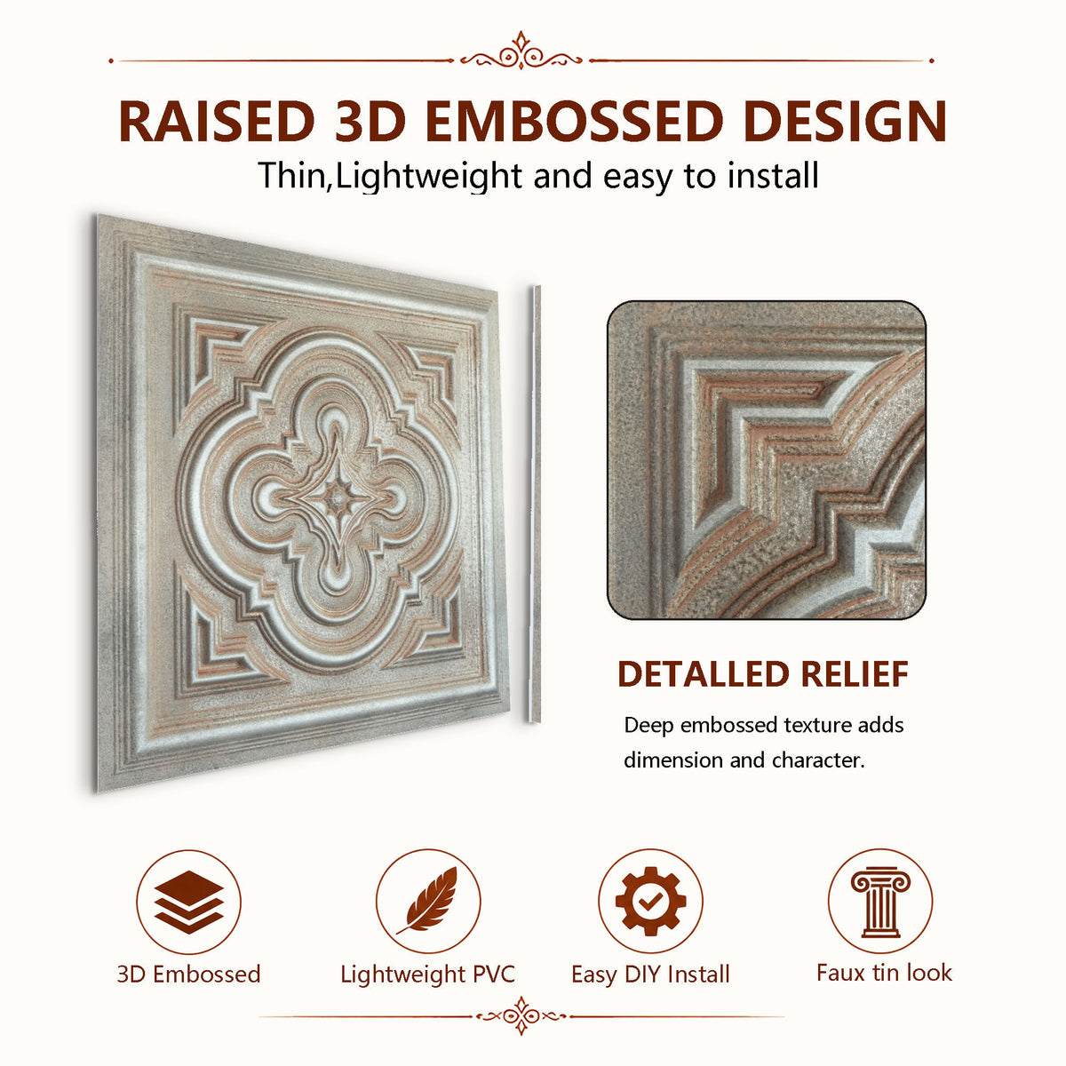 PAINTSDECOR PL36 Weathered Iron ceiling tiles