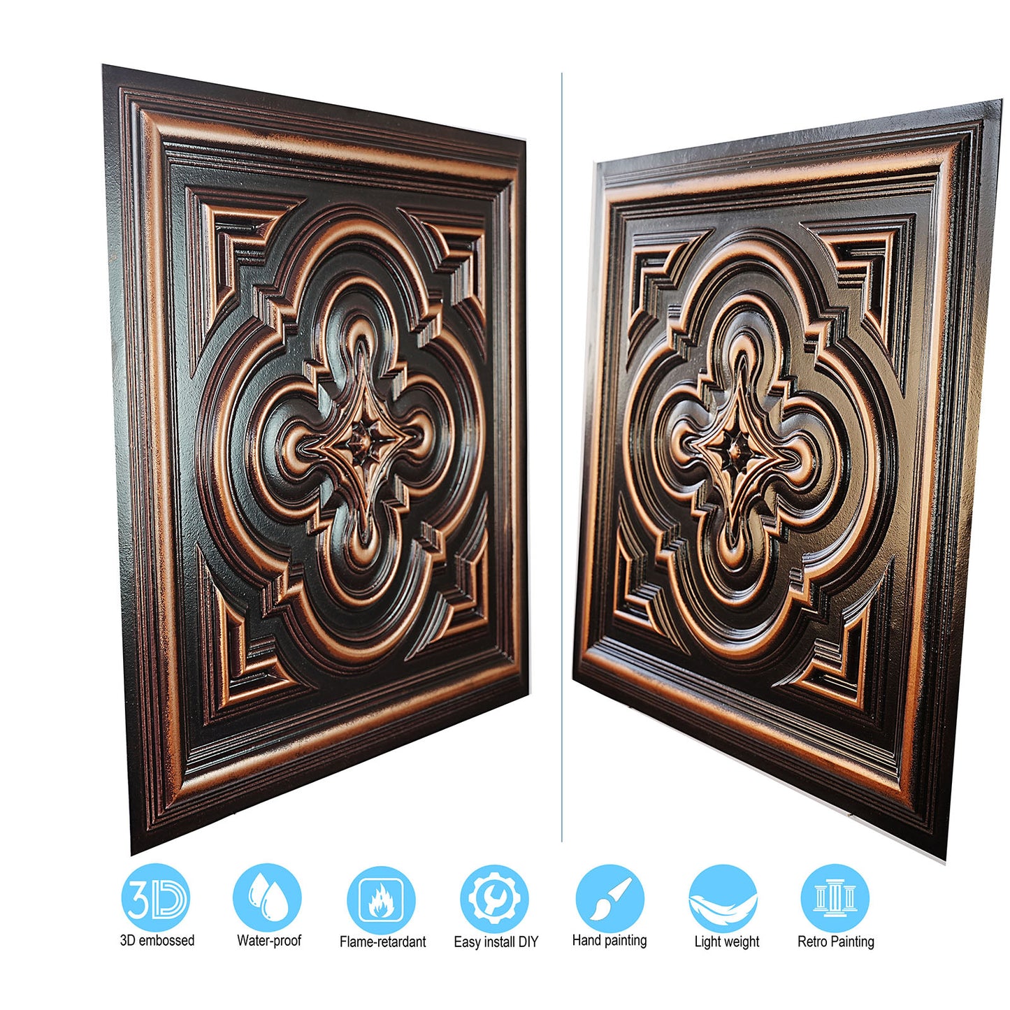 10tiles/lot Textured PVC Panels for Modern Apartments, Villas and Office Interiors PL36