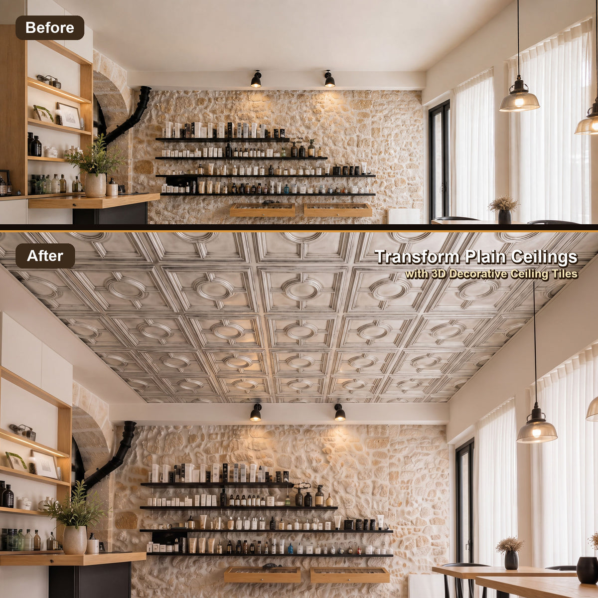 PAINTSDECOR PL37 Aged white ceiling tiles